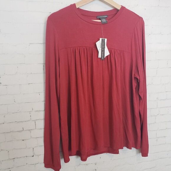 Chelsea & Theodore Long Sleeve Top Modal S NEW - Picture 3 of 6